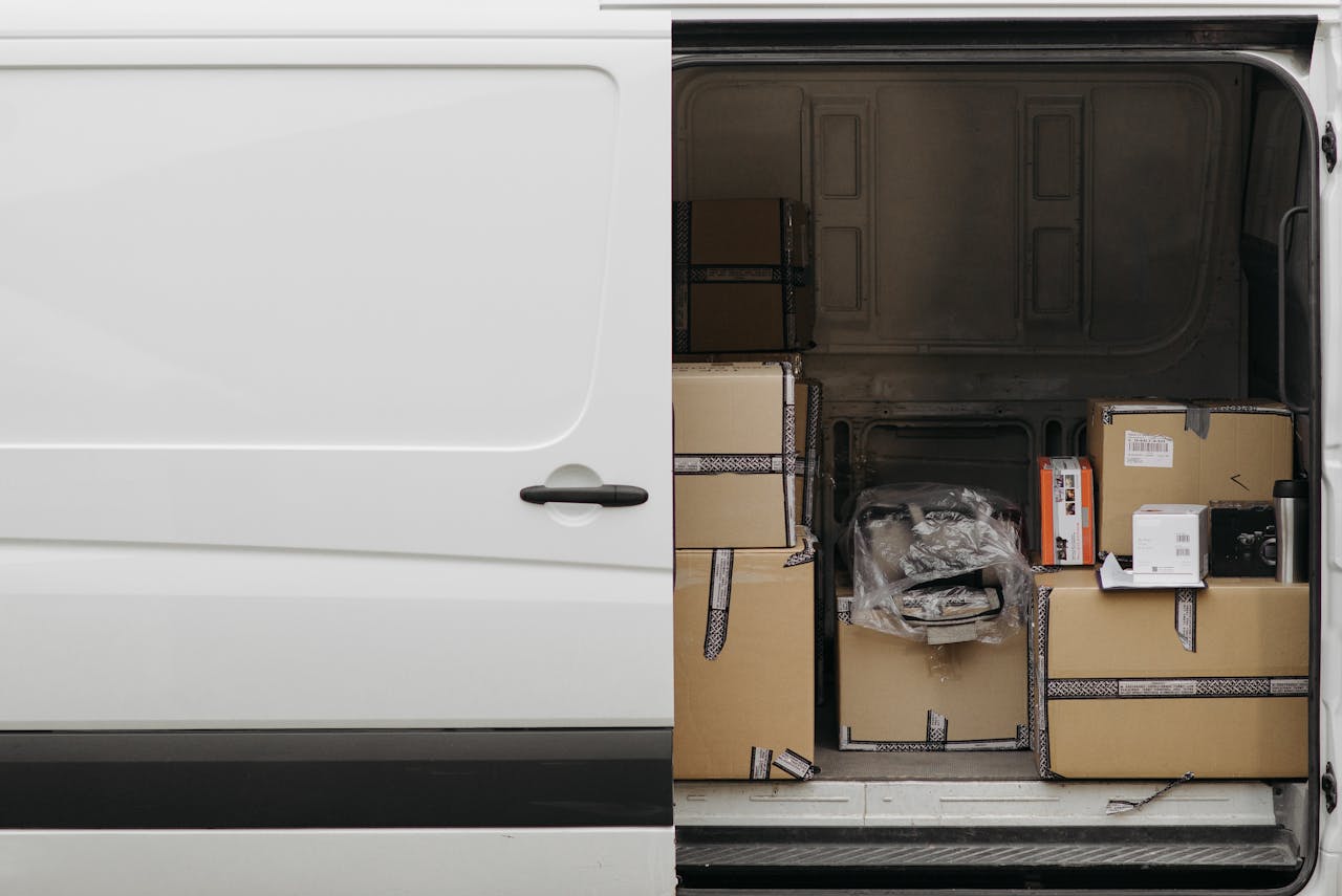 Delivery Van with Boxes Inside